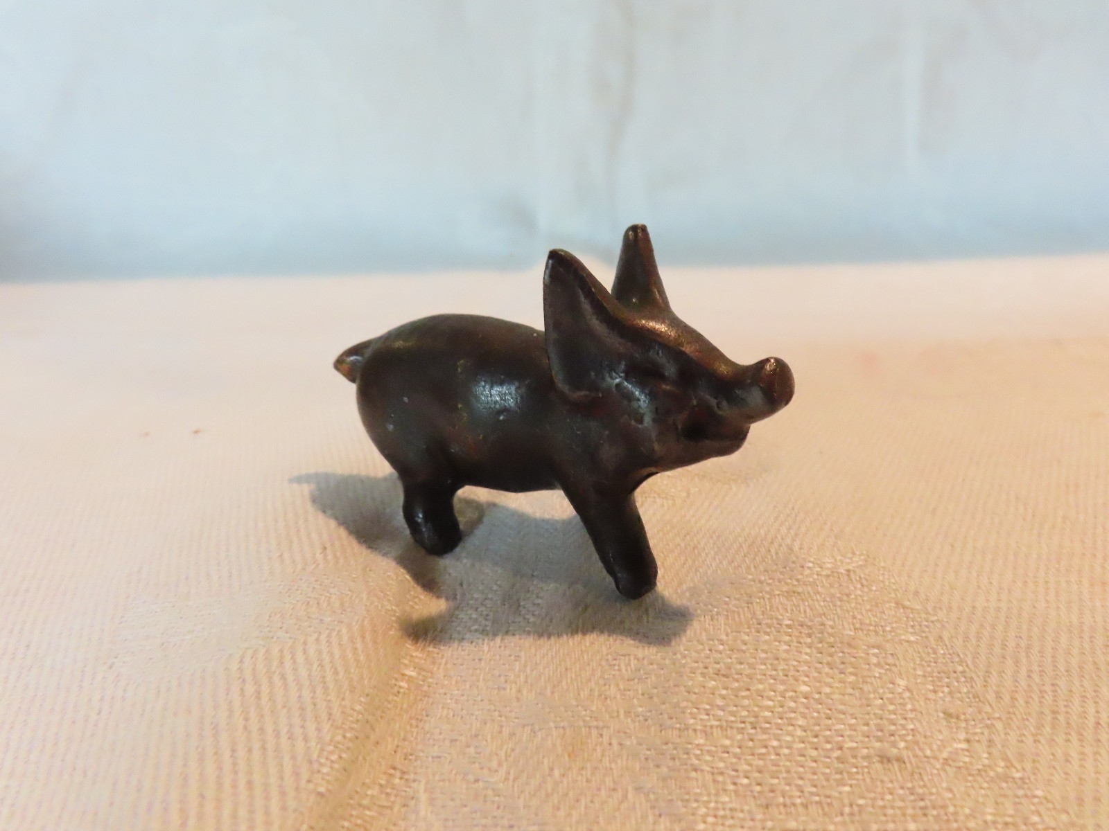 Vintage cast bronze or brass pig figurine