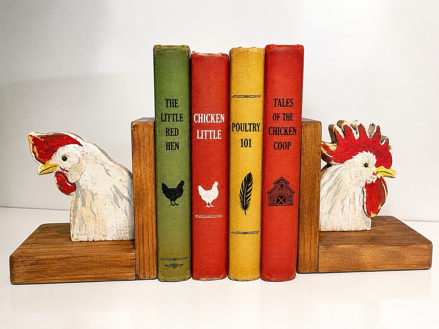 VTG UBC University British Columbia Chicken Rooster Hen Wood Bookends 1953 Pair