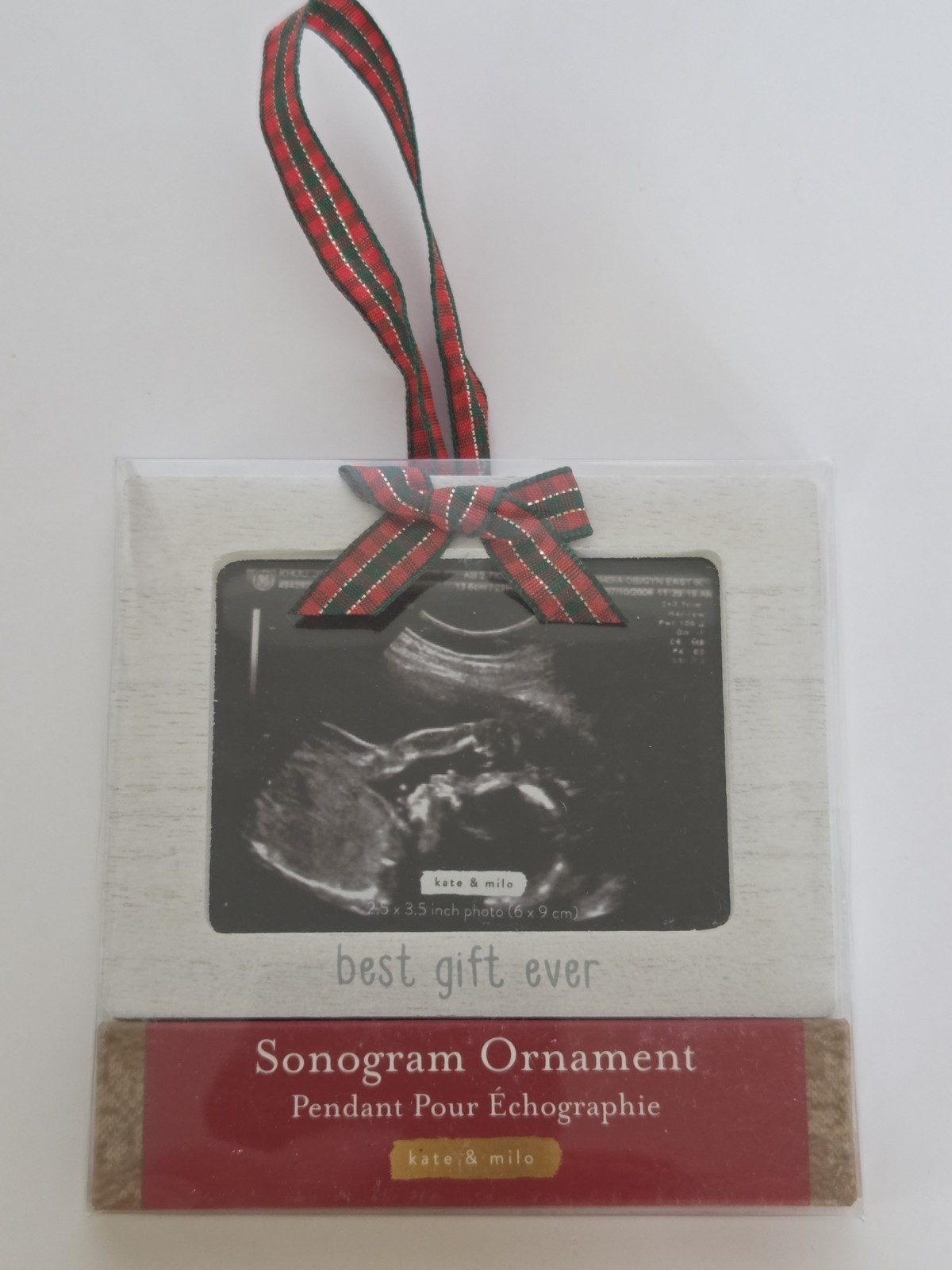 Kate & Milo Best Gift Ever Sonogram Ornament Picture Frame Christmas Holiday NEW