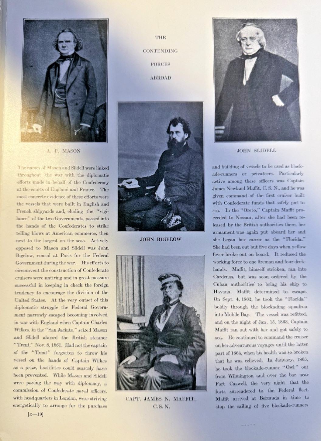 1912 Vintage Illustration A.P. Mason John Slidell John Bigelow Capt James Maffit