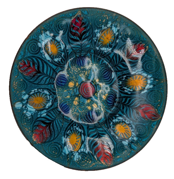 Vintage Doris Hall Signed Enamel on Copper Dish 5\ Vintage Doris Hall Signed Enamel on Copper Dish 5\