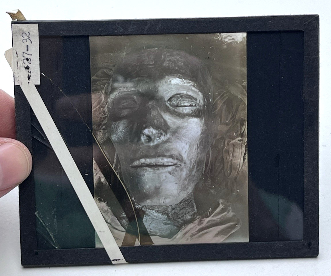 Antique Burton Holmes Mummy of Pharaoh Seti Magic Lantern Slide Photo Egypt
