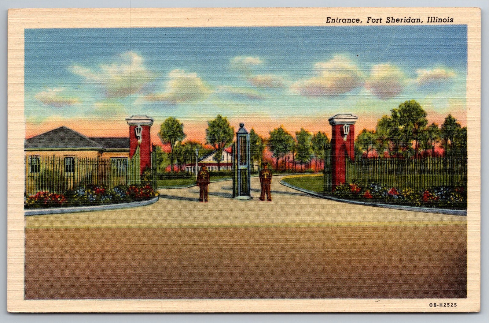 IL, Fort Sheridan, Entrance, Linen, Vintage Postcard