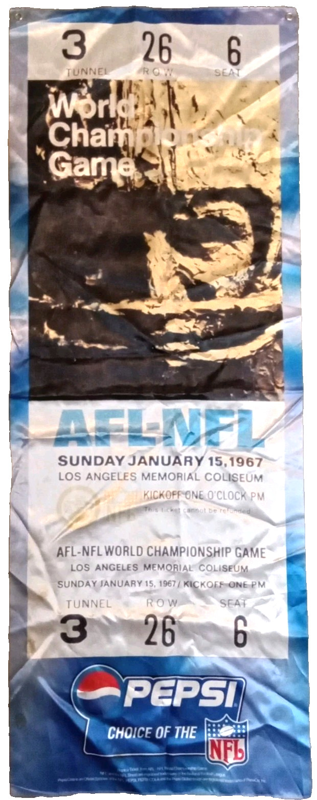 Vintage 1990s Advertising Pepsi Banner 1967 AFL-NFL Championship Game