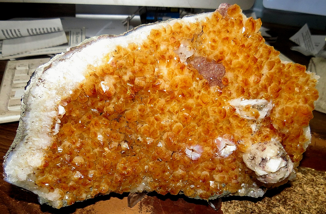 LG. AAA GRADE CITRINE CRYSTAL CLUSTER GEODE CALCITE BRAZIL CATHEDRAL ACRYLIC STD