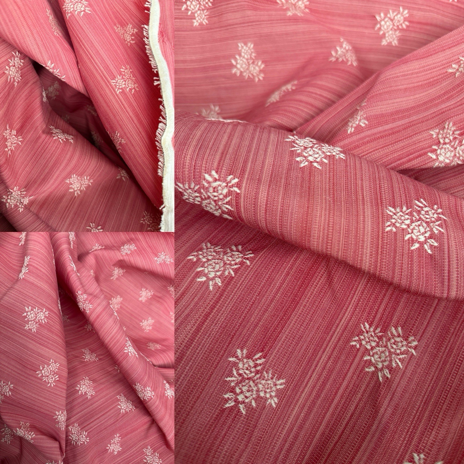 Vtg French Country Pink Cream Rose Floral Jacquard Brocade Upholstery Fabric 2yd Vtg French Country Pink Cream Rose Floral Jacquard Brocade Upholstery Fabric 2yd
