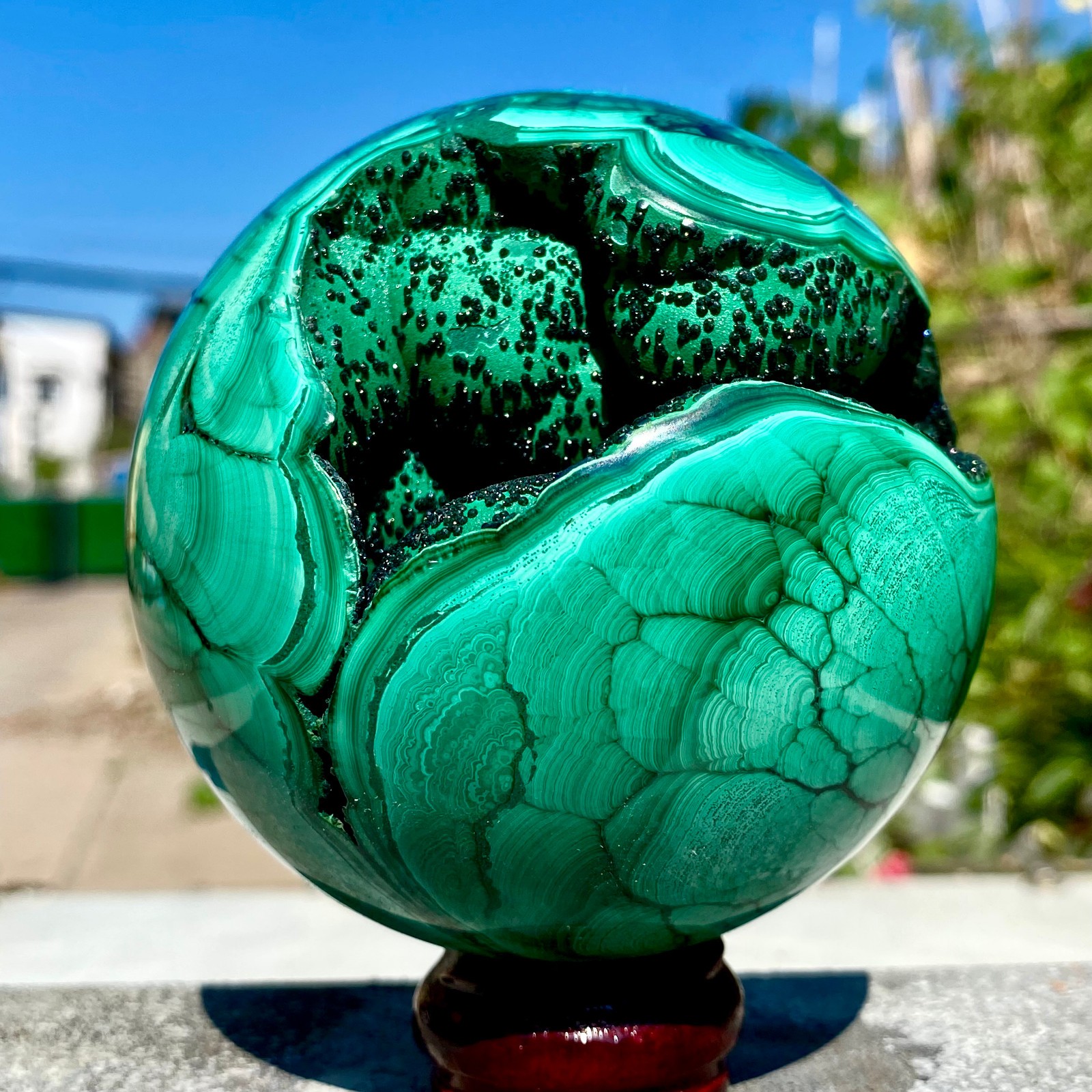 2.2LB Natural Malachite Quartz Sphere Energy Crystal Ball Reiki Gift Decor Gem