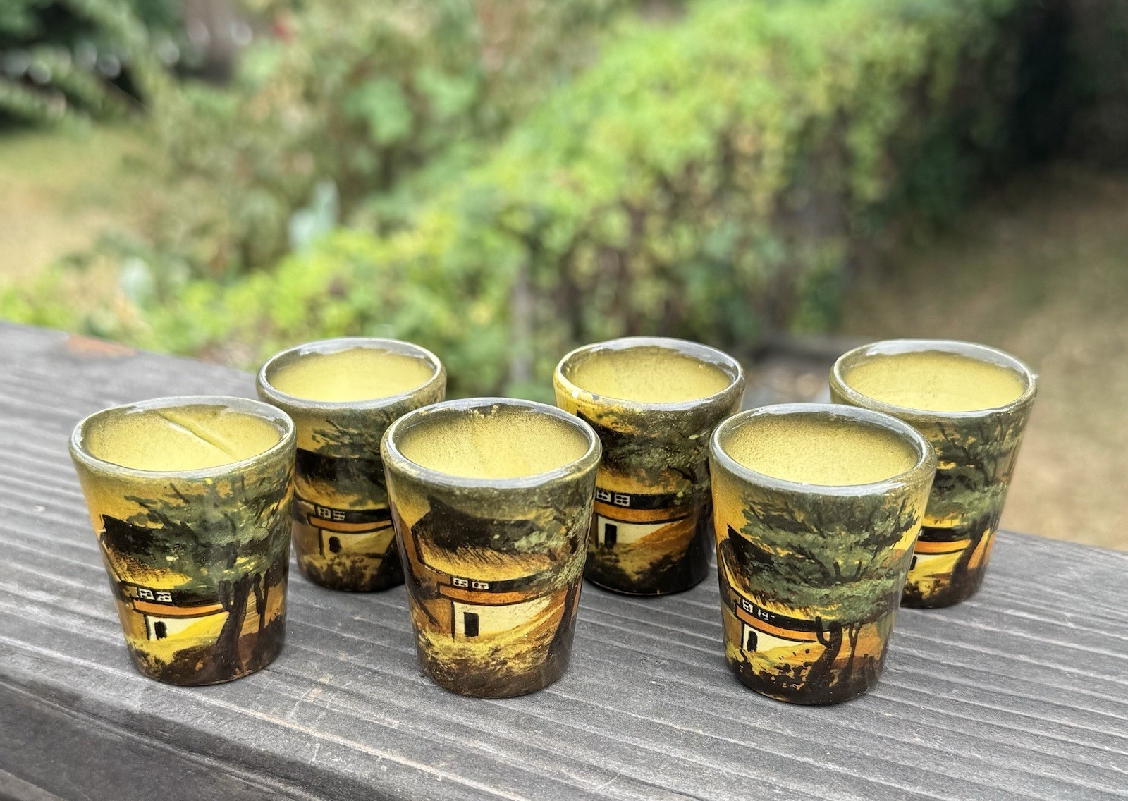 Vintage Set Of 6 Schramberg German Majolika Shot/Sake Glasses