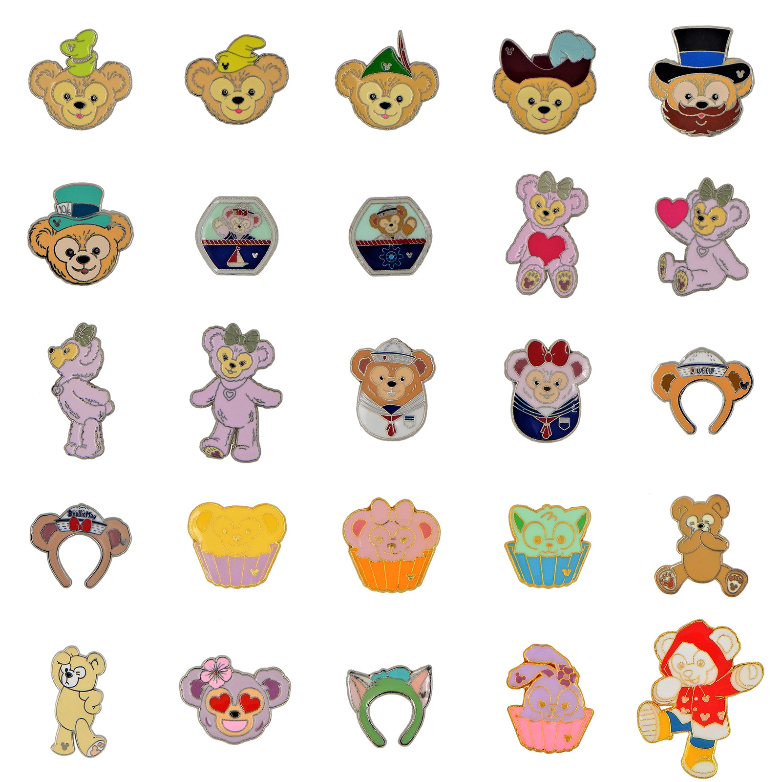 Duffy The Bear & Friends 5 Park Trading Pin Set Disney California Adventure New