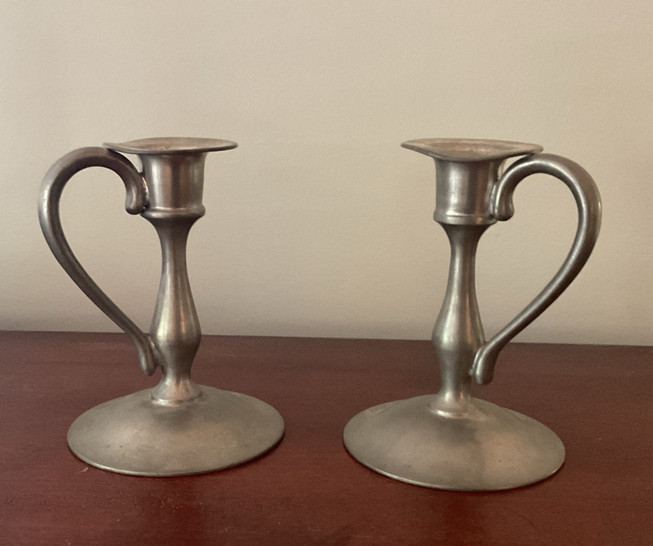 Vintage Porter Blanchard for Cartier Signed Pewter Candlesticks Candle Holders