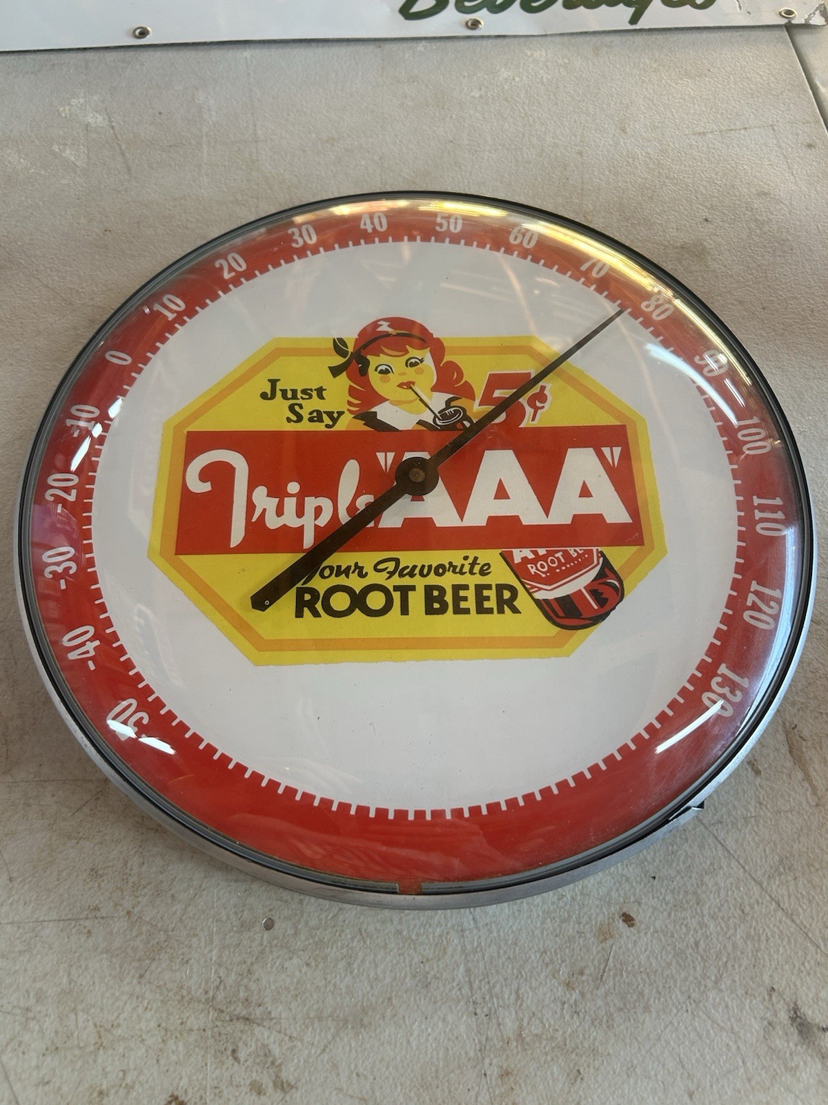 Triple A Root Beer Vintage 12 Inch Glass Thermometer Sign
