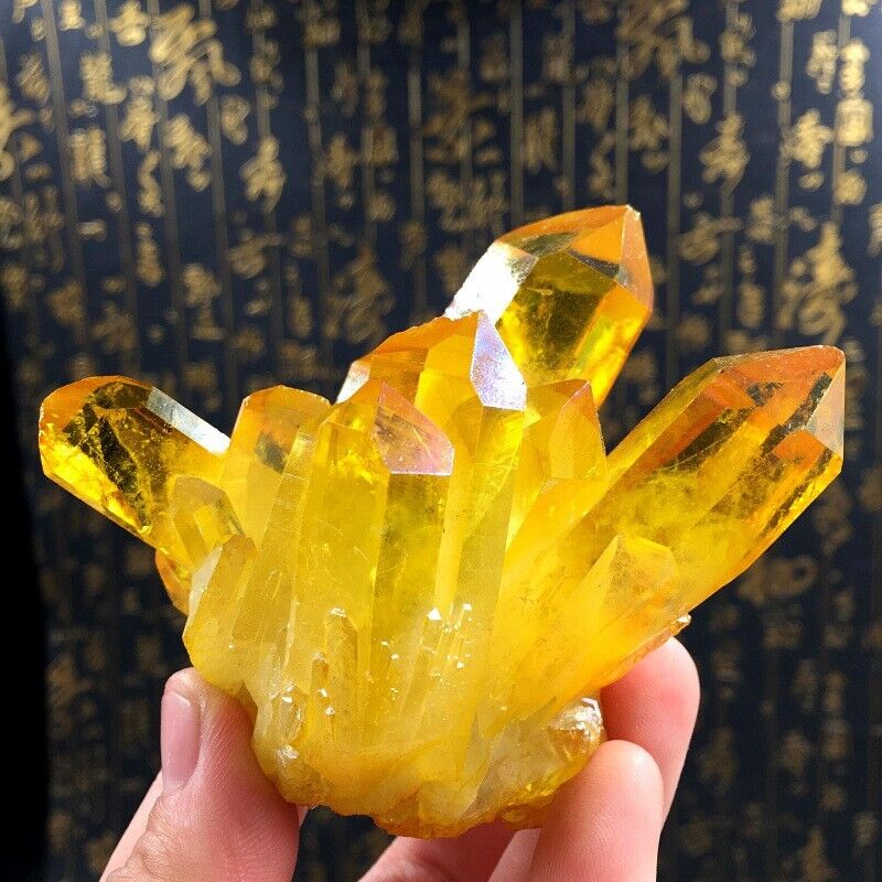 Natural Yellow Quartz Cluster Aura Crystal Cluster Mineral Specimen Healing 1Pc