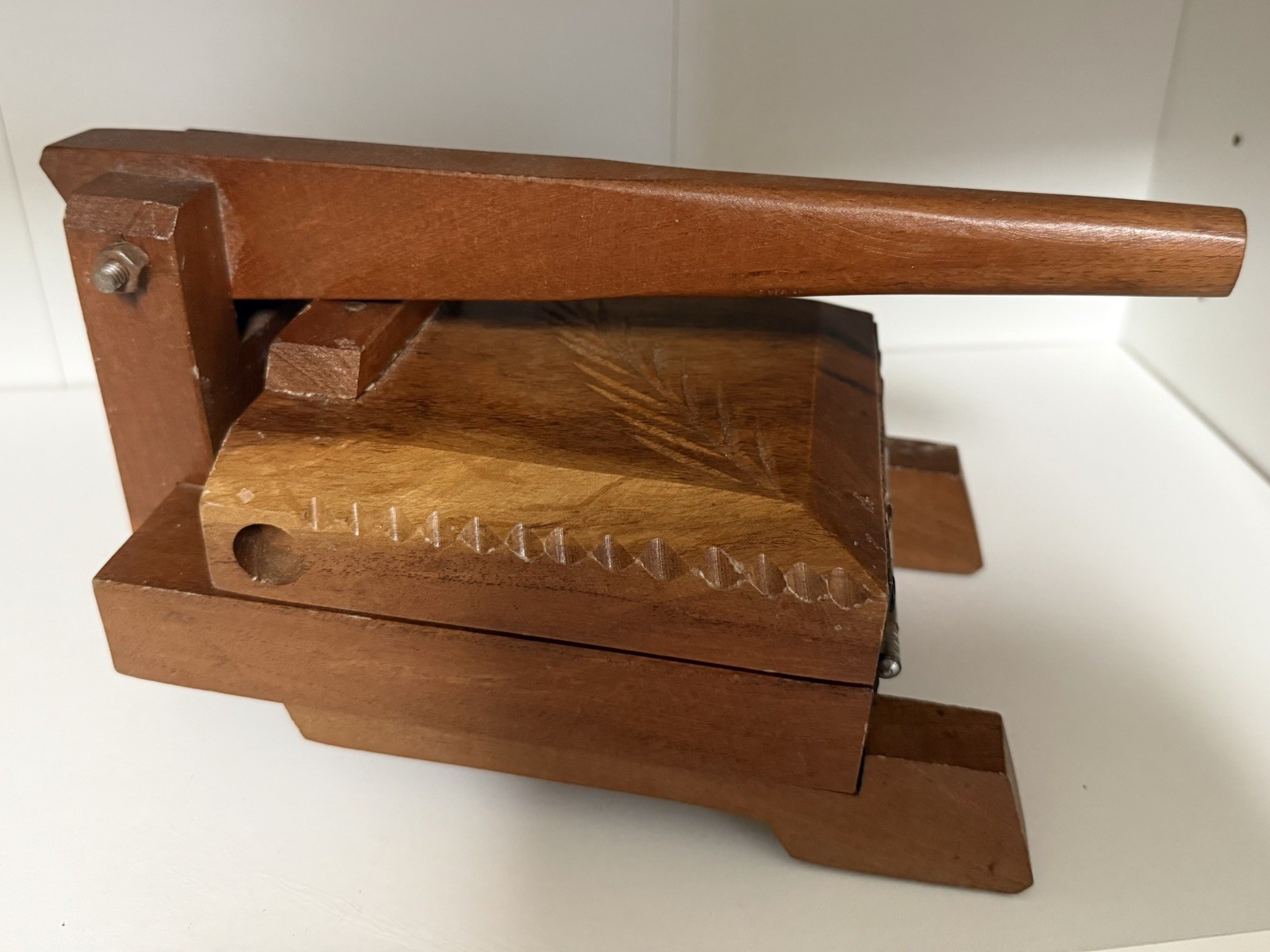 Tortilla Press Wooden, Carved And Vintage