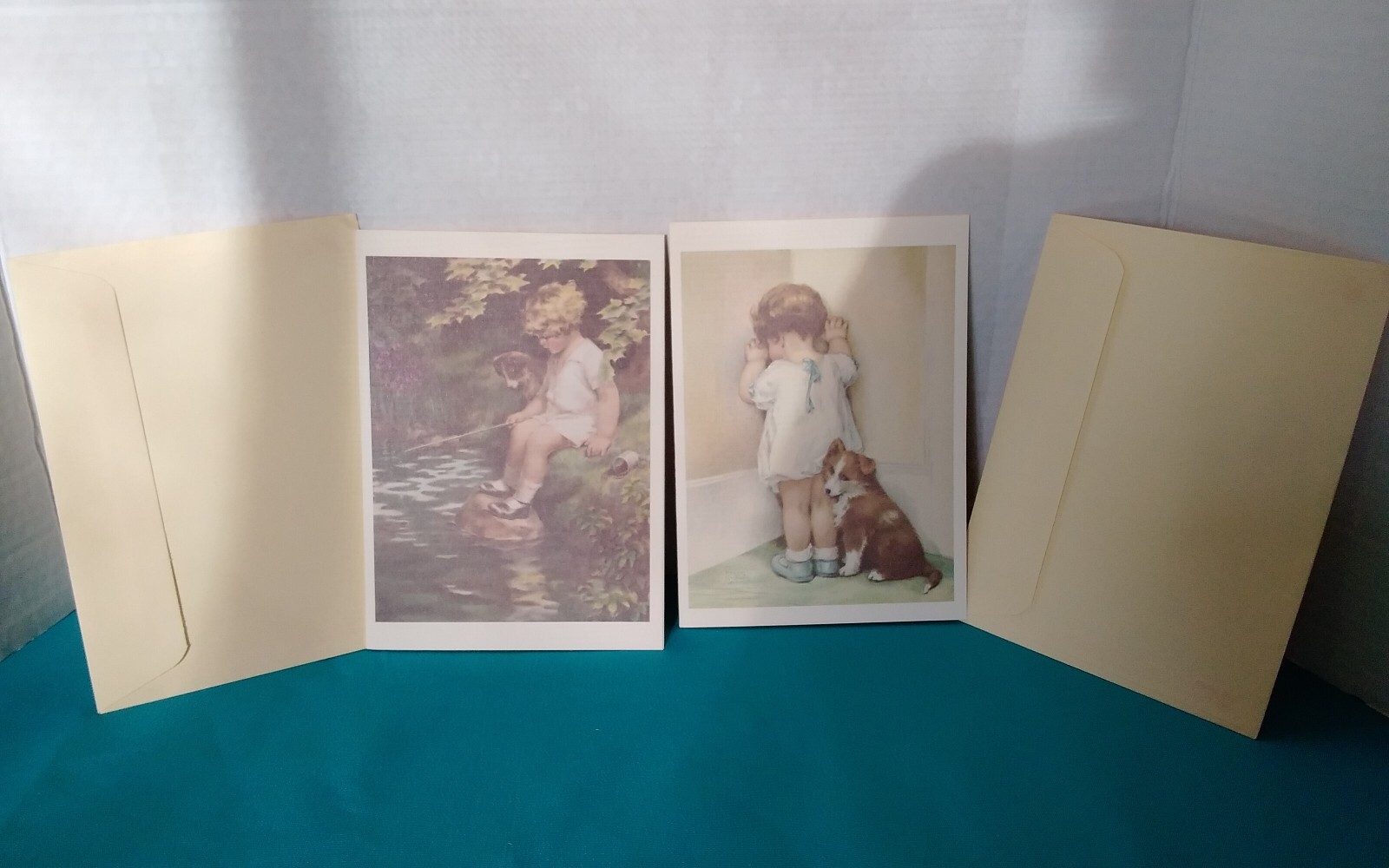 Vintage Bessie Pease Gutmann artist Set of 2 Blank Greeting Cards Children