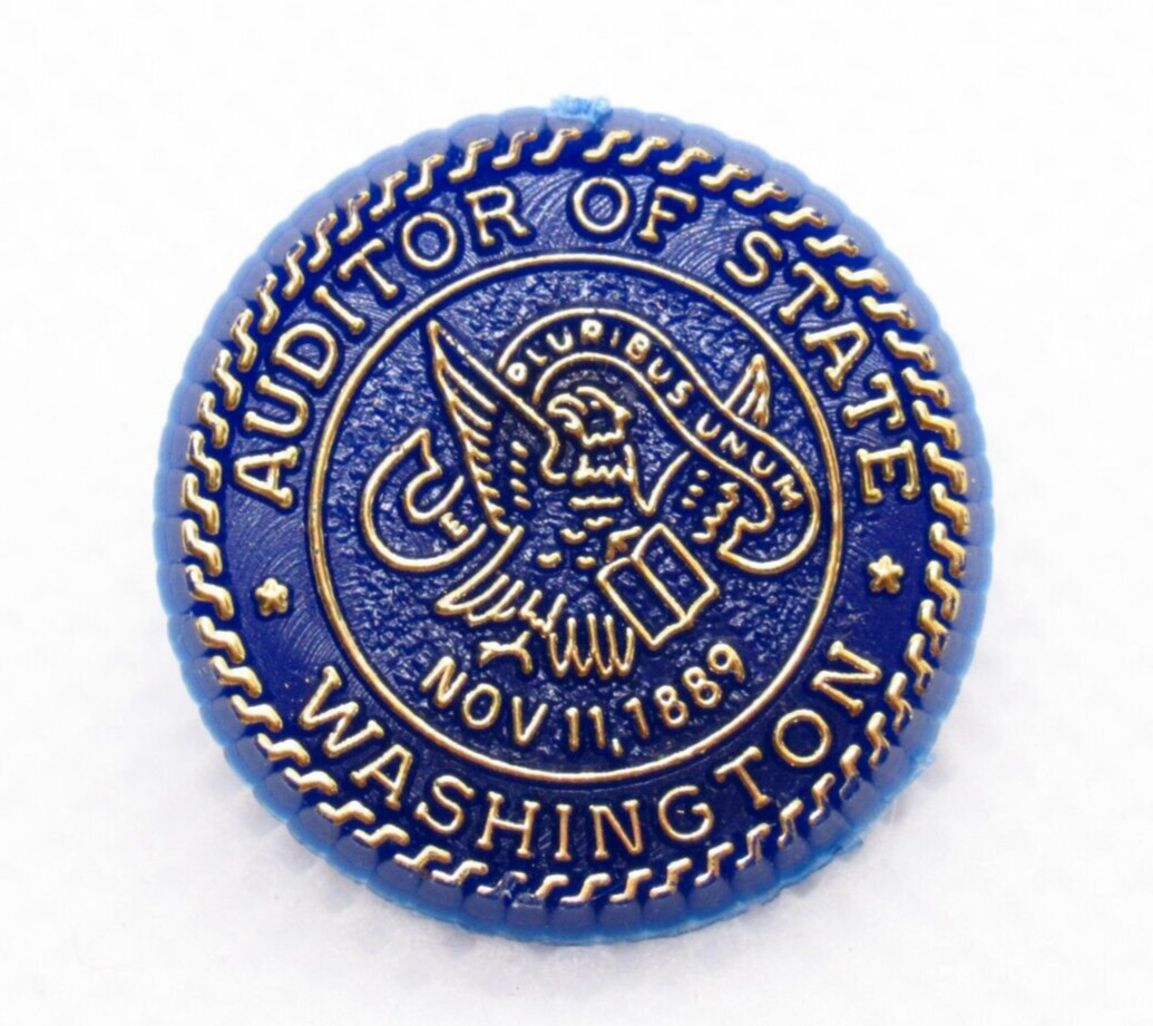 Auditor of State Washington Lapel Pin Blue with Gold Eagle & Book Seal