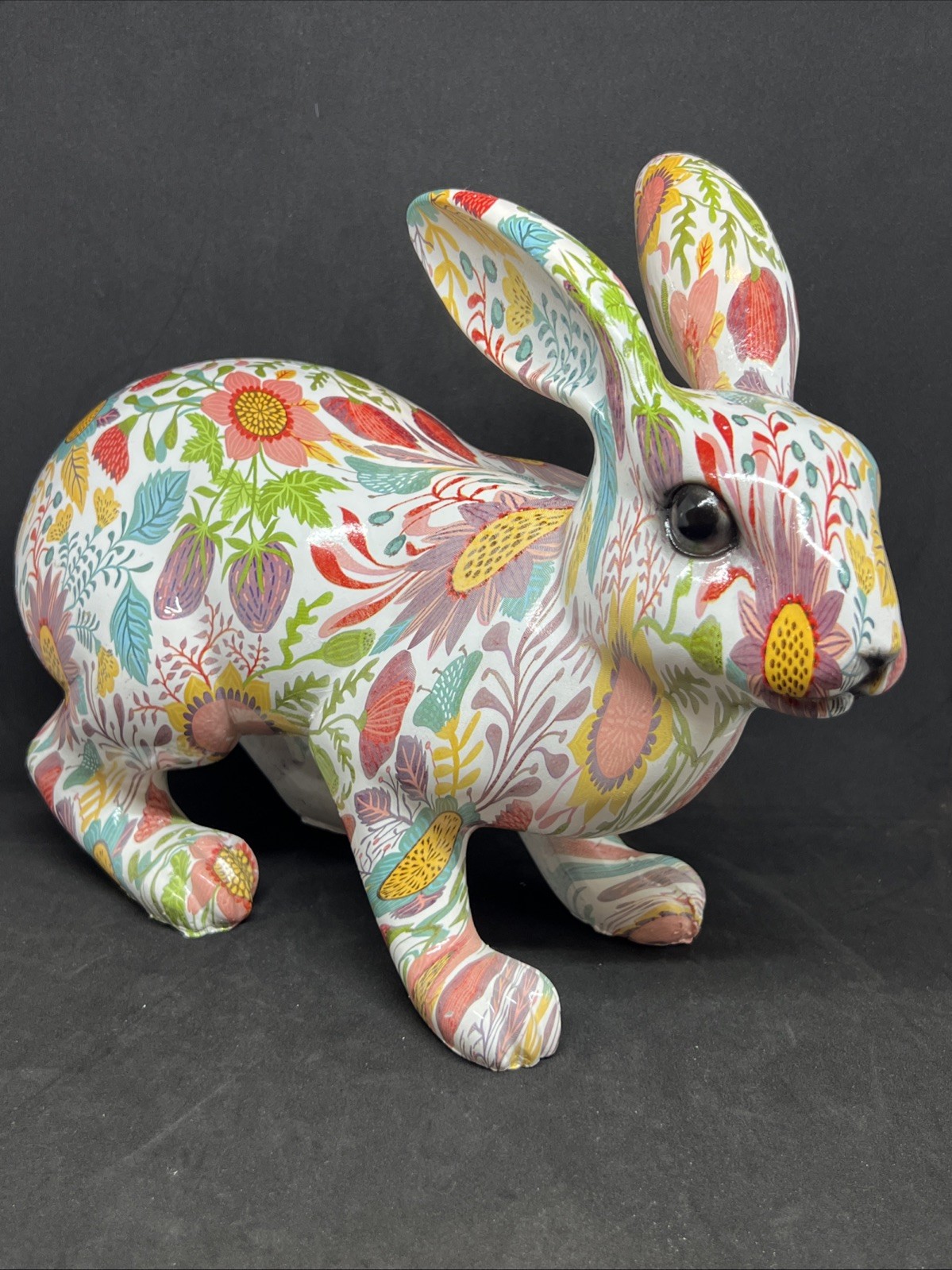 NEW Vintage Easter Floral Bunny Rabbit Resin Spring Decor NEW Vintage Easter Floral Bunny Rabbit Resin Spring Decor