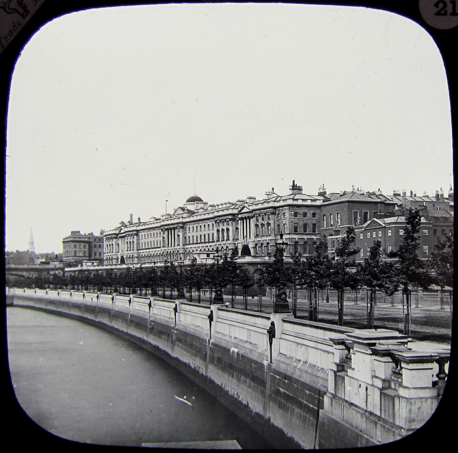 Glass Magic Lantern Slide SOMERSET HOUSE C1900  PHOTO . ENGLAND . LONDON