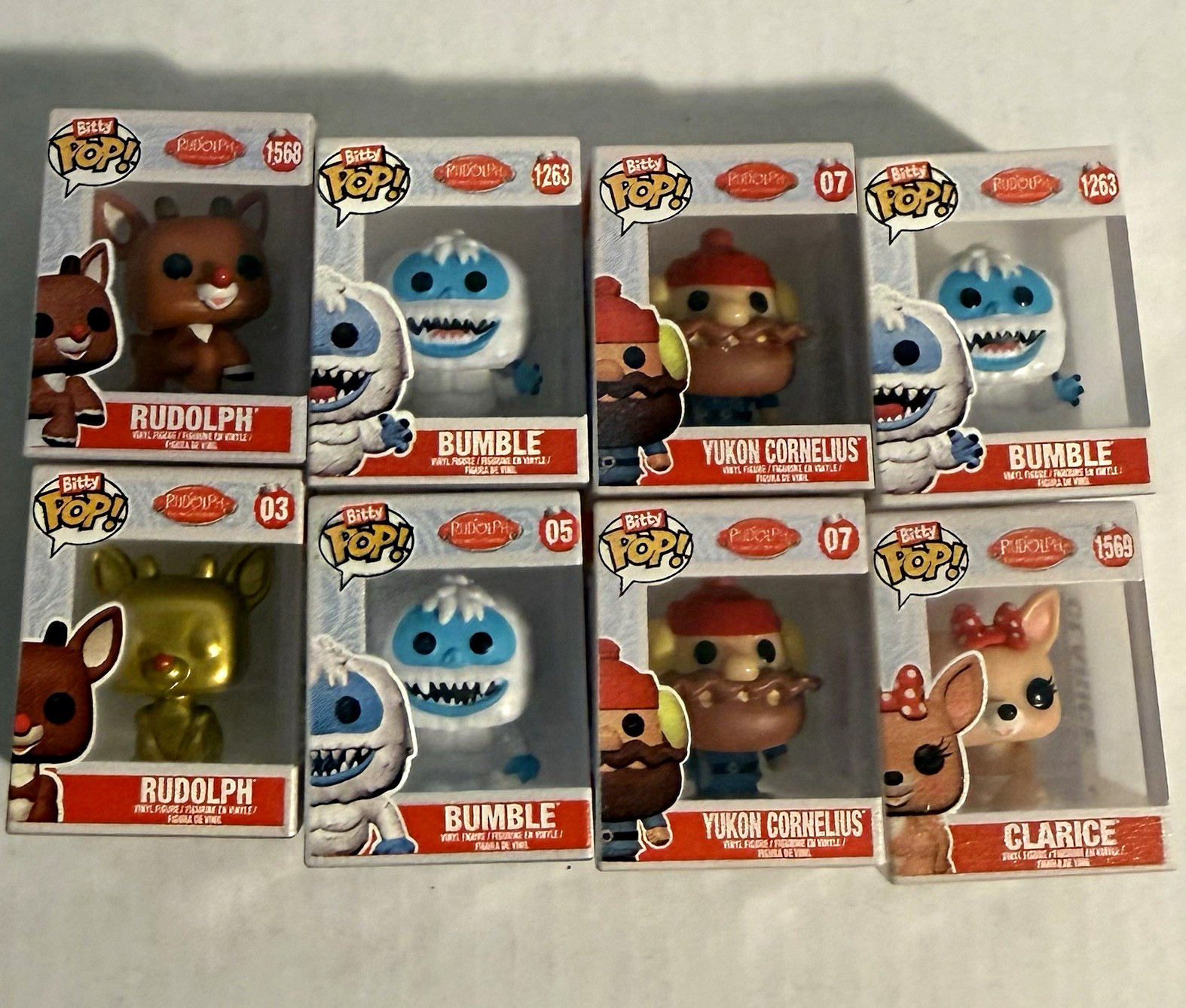 Funko Bitty Pop Rudolph Christmas Lot 8 Pc Gold Chase Bumble Yukon Clarice
