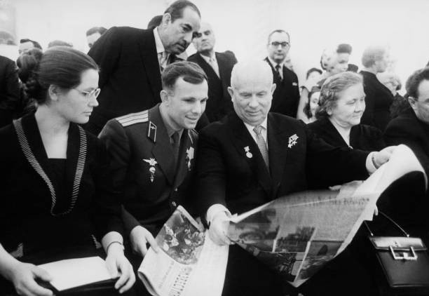 Youri Gagarin Nikita Krushchev The Premier Of The Soviet Union Mos- Old Photo