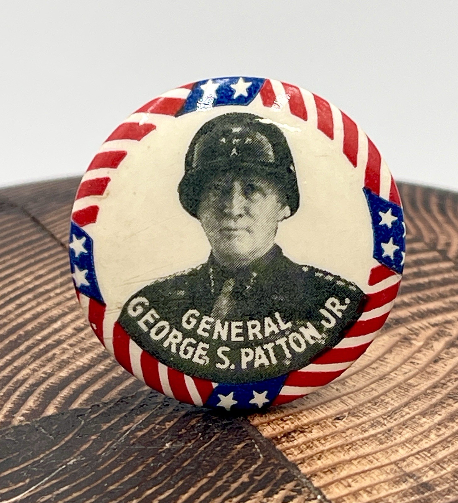 General S Patton Jr WWII Button Pin Pinback 1.25\