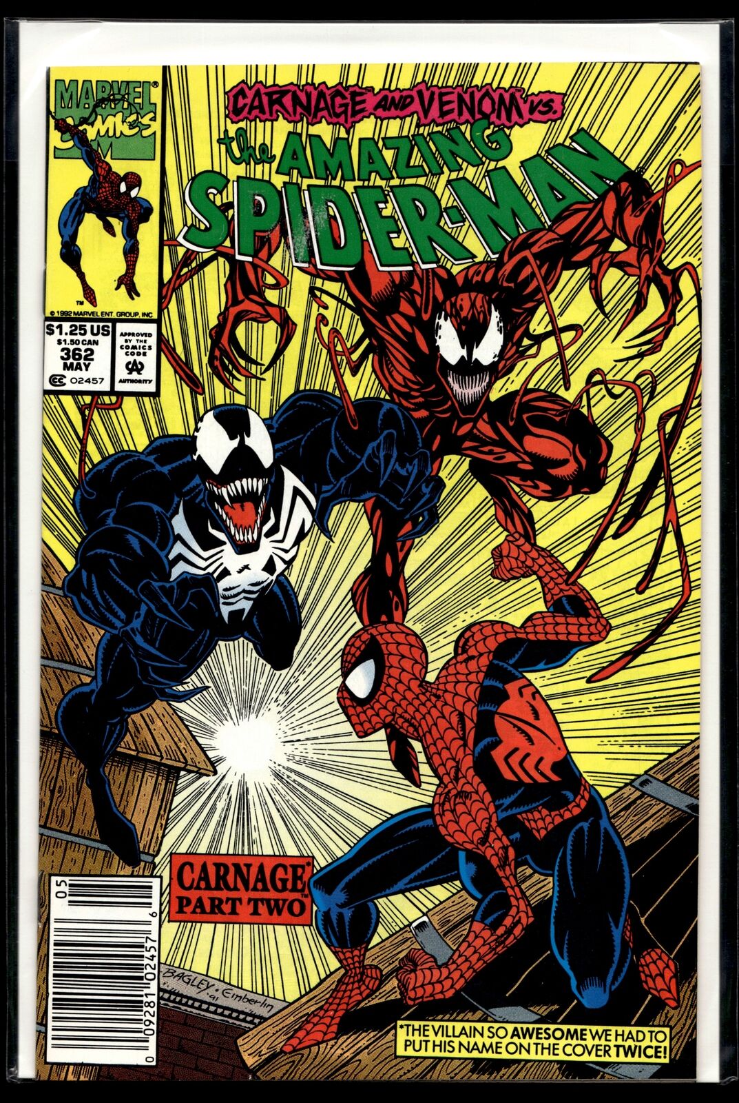1992 Amazing Spider-Man #362 Newsstand 2nd Carnage Marvel Comic