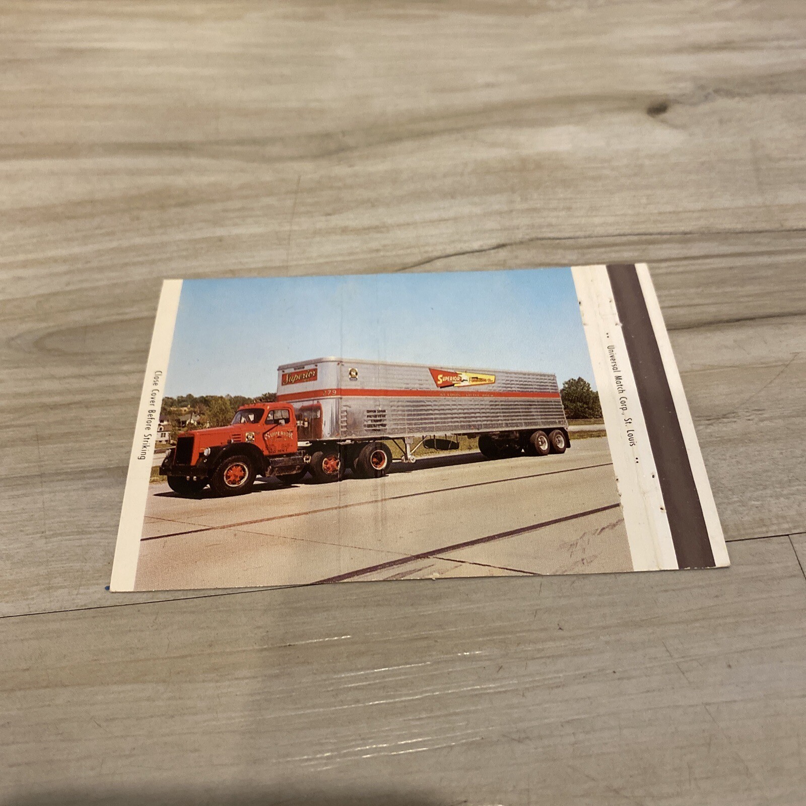 Vintage Superior Forwarding Trucking Company Empty Matchcover