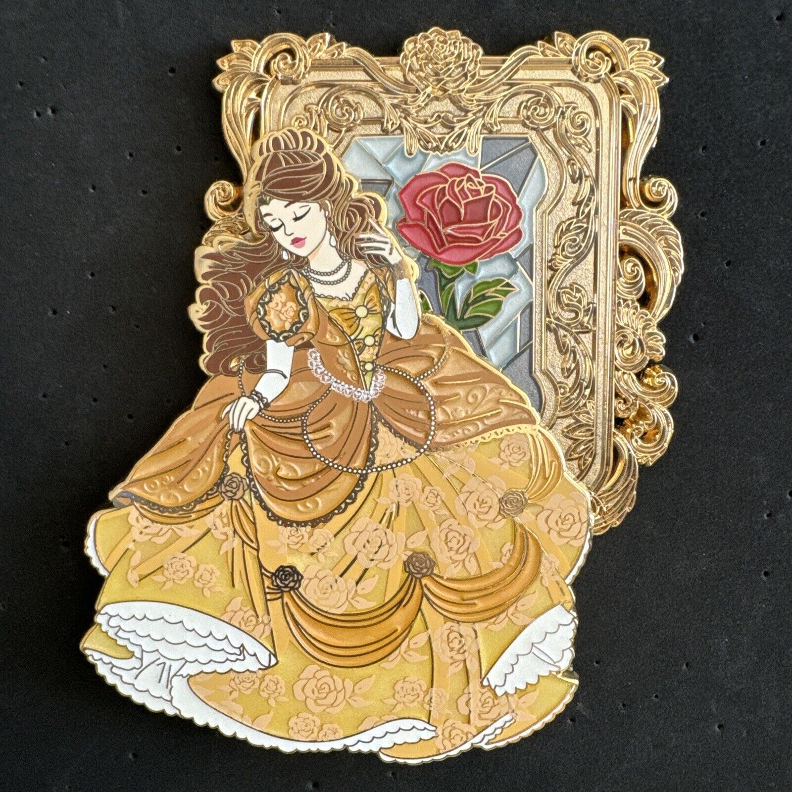 Belle Enchanted Rose Yellow Ballgown Disney Fantasy Pin Elegant Beauty LE