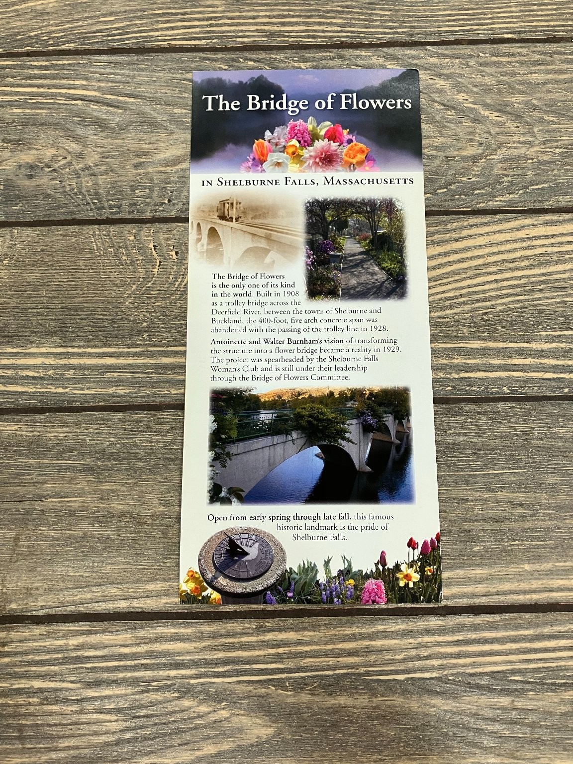 Shelburne Falls MA Bridge of Flowers Brochure Vintage Massachusetts Ephemera