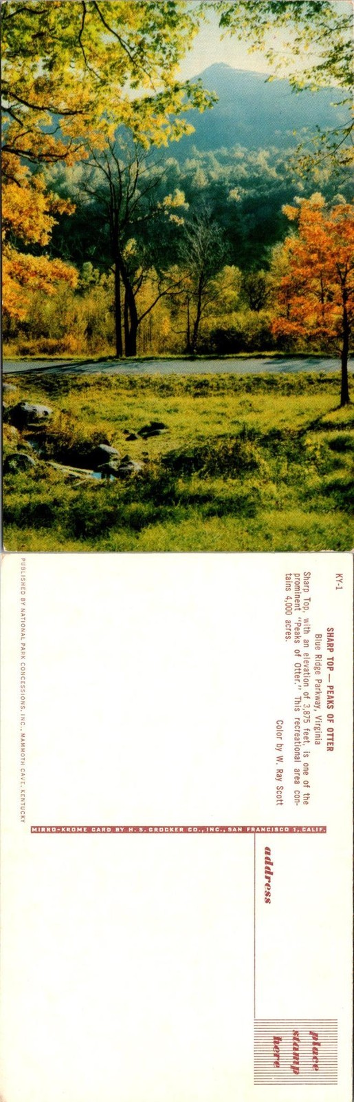 Sharp Top-Peaks Of Otter, Blue Ridge Parkway, VA Postcards unused 52812