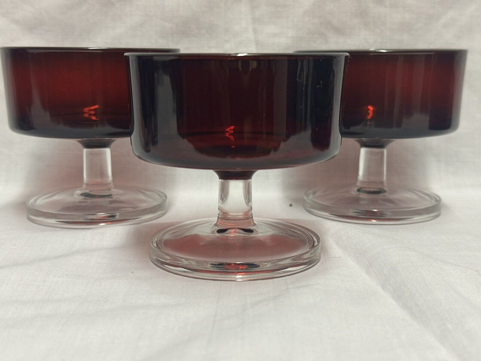 Luminarc France Ruby Red Champagne Cocktail Sherbet Glasses Lot Of 3