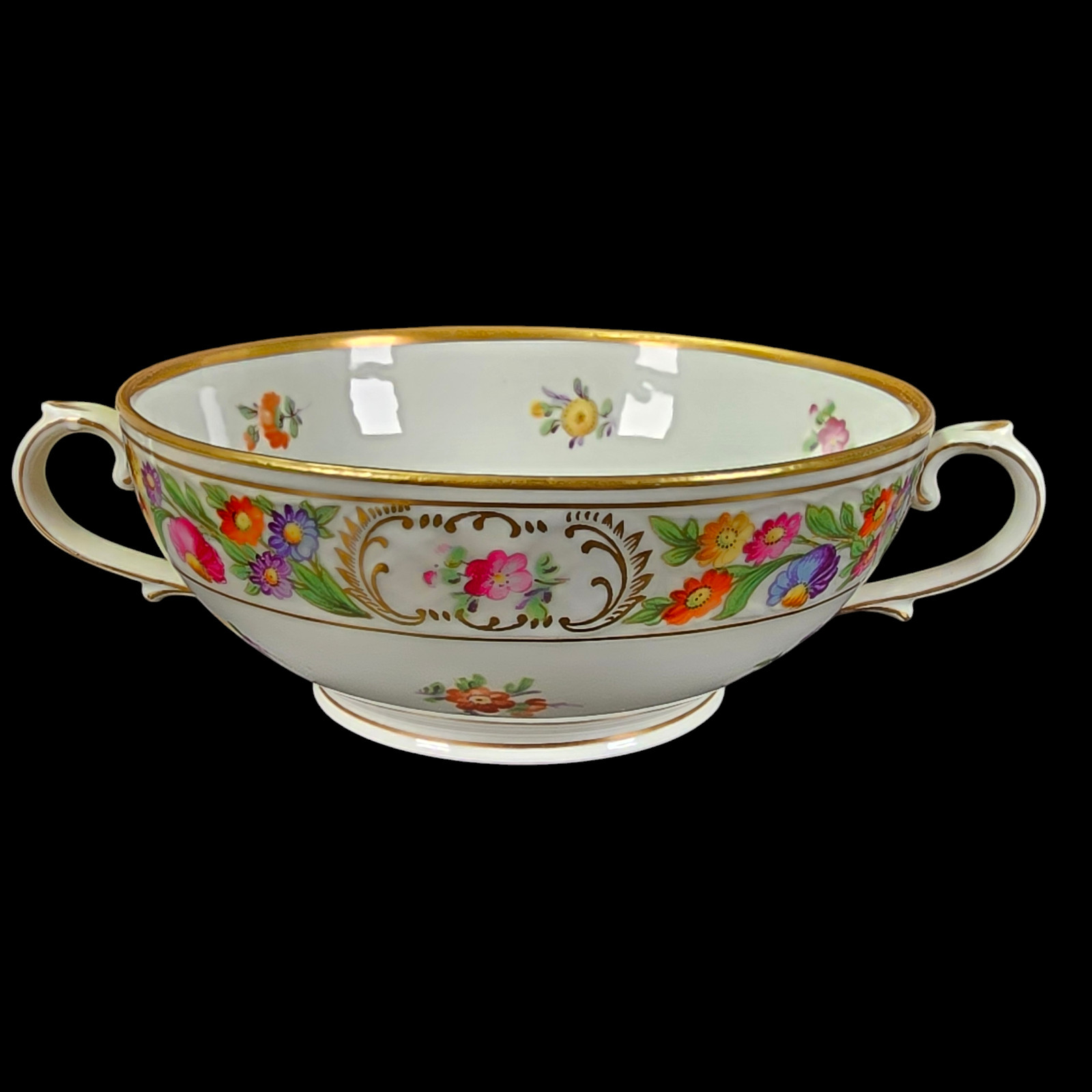 Schumann Bavaria Dresden Floral Double-Handle Bowl, Germany, 6.5\