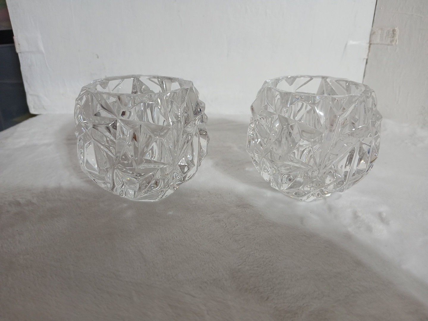 Tiffany & Co. Rock Cut Crystal Votives Pair
