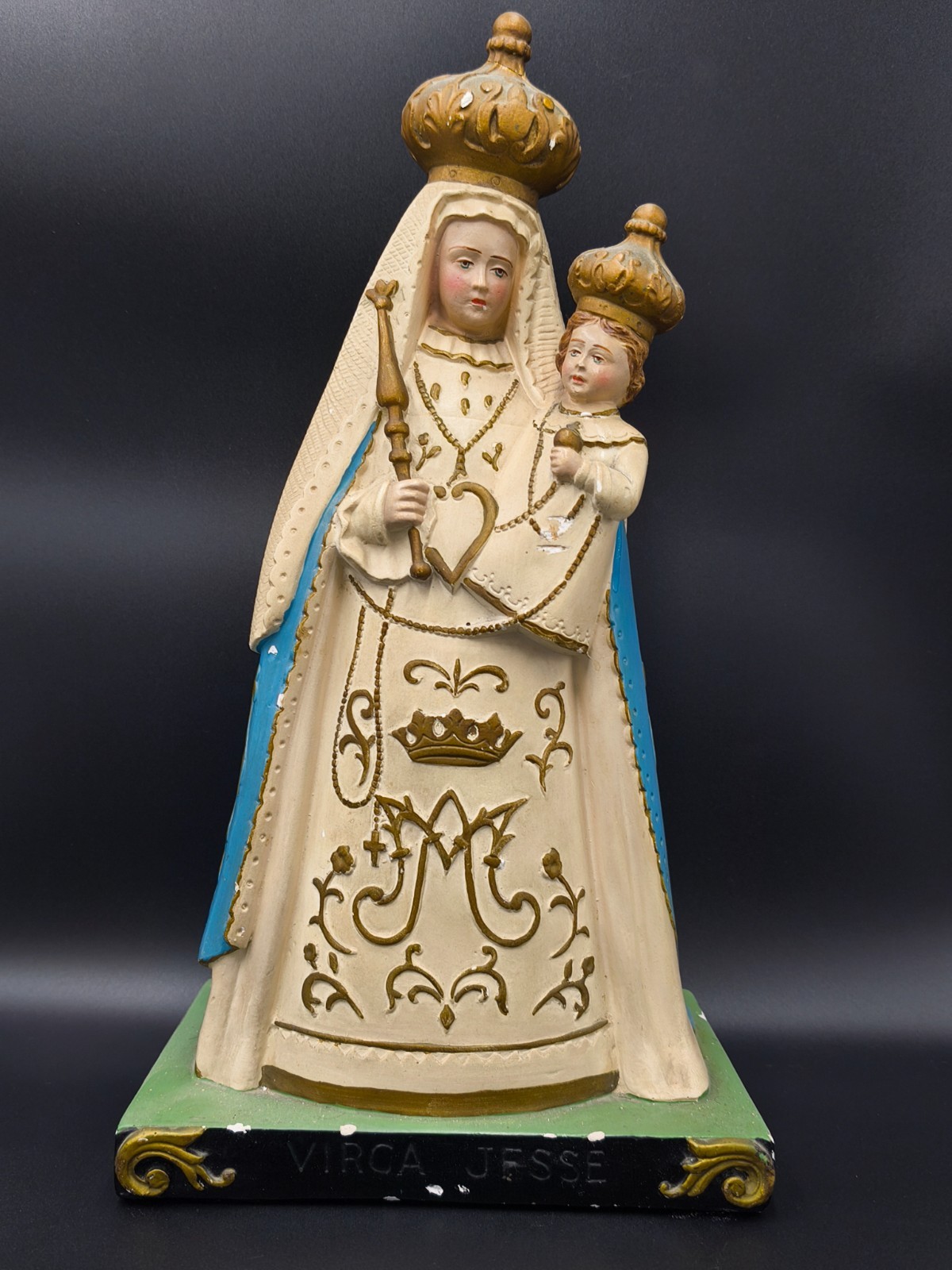 Vintage G. Cioni Virga Jesse Statue - Madonna & Child 15.7\