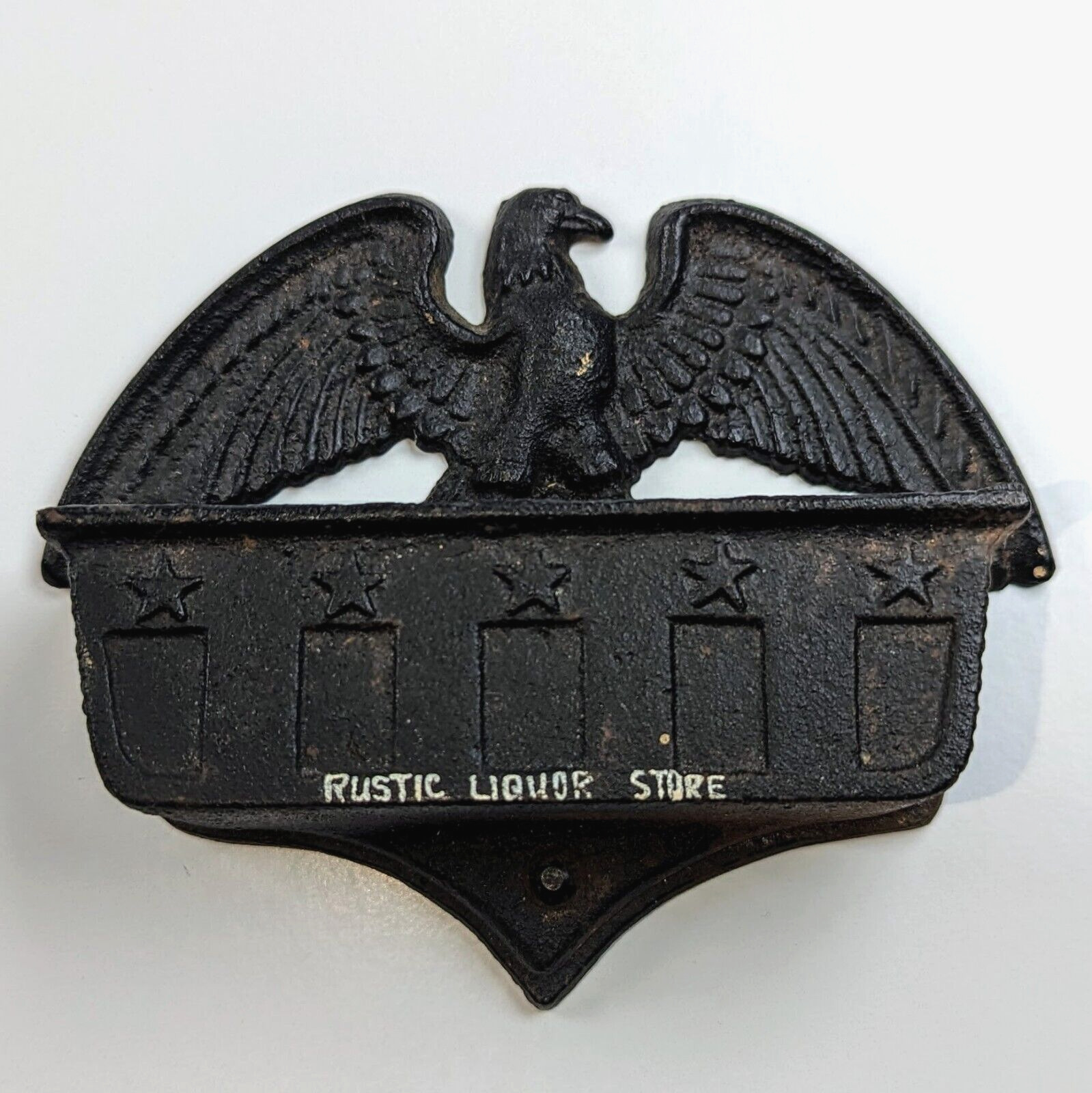 Rustic Cast Iron Eagle Match Safe Wall Hanging Early American Colonial Style A97