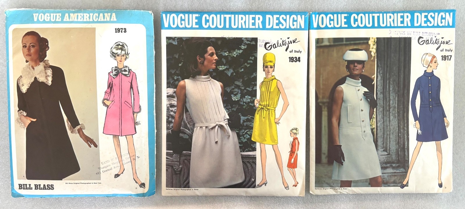 7 Vogue Couturier Paris Americana Patterns - LANVIN GALITZINE FABIANI sz 12 & 14