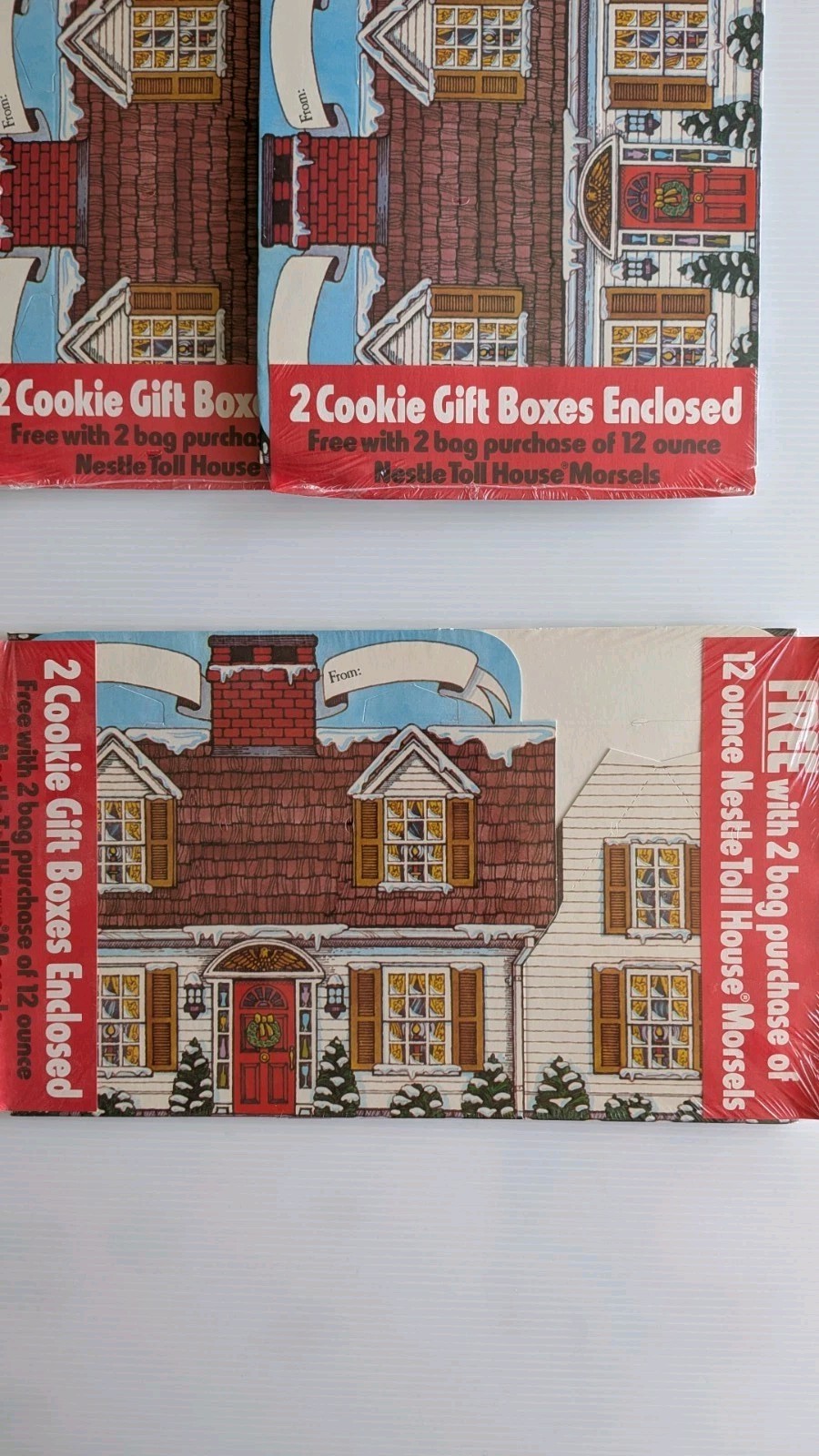 NOS Vtg 3 Nestle Toll House Morsels Promotional Christmas Cookie 2pk Gift Boxes