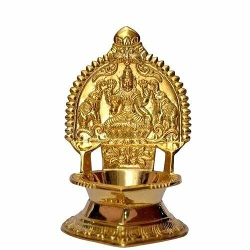 TejasCare Brass kamatchi Vilaku Devi Maa Oil Lamp (11 cm Height)