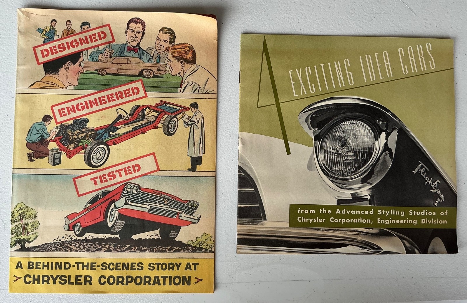 1956 CHRYSLER Concept Car Booklet Plainsman Flight Sweep + 1957 Comic Book