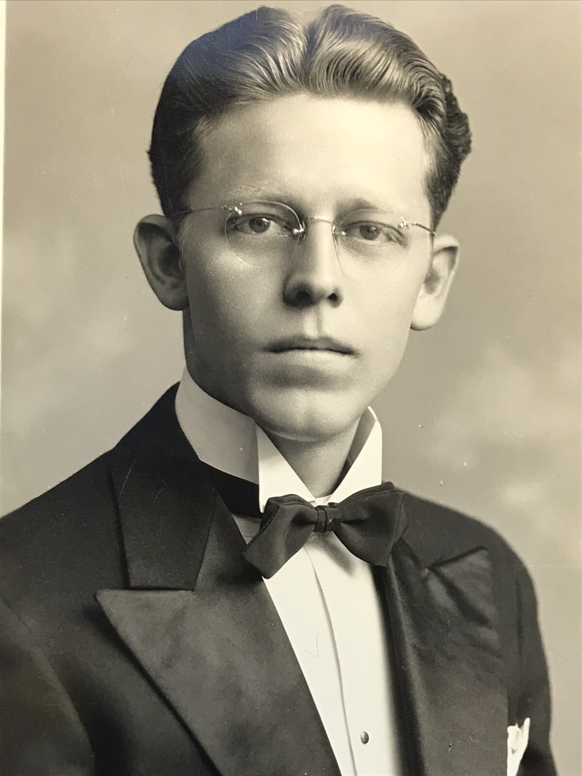 1939 Handsome Gentleman In Tuxedo Glasses Slicked Back Hair Photograph 1939 Handsome Gentleman In Tuxedo Glasses Slicked Back Hair Photograph
