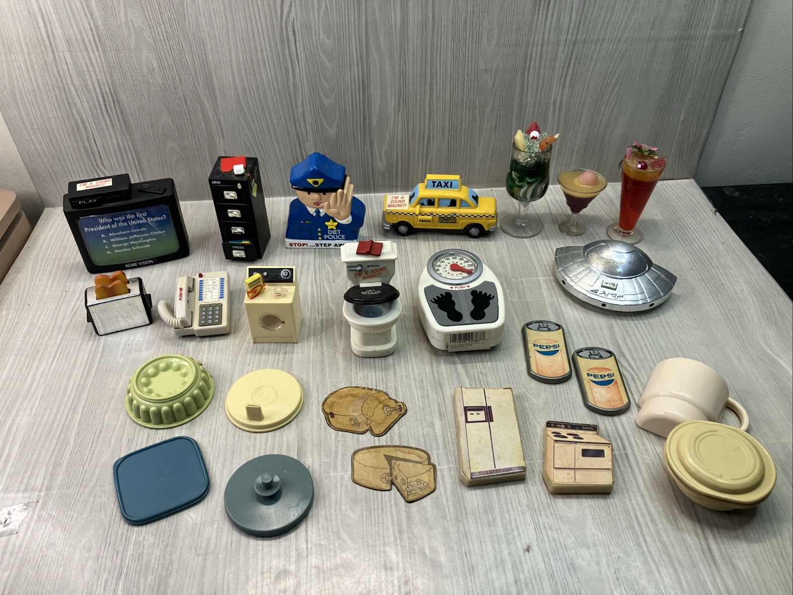 Vintage 90s ACME Refrigerator Magnets 3D Lot Of 10 Various & 3 Drink Magnets