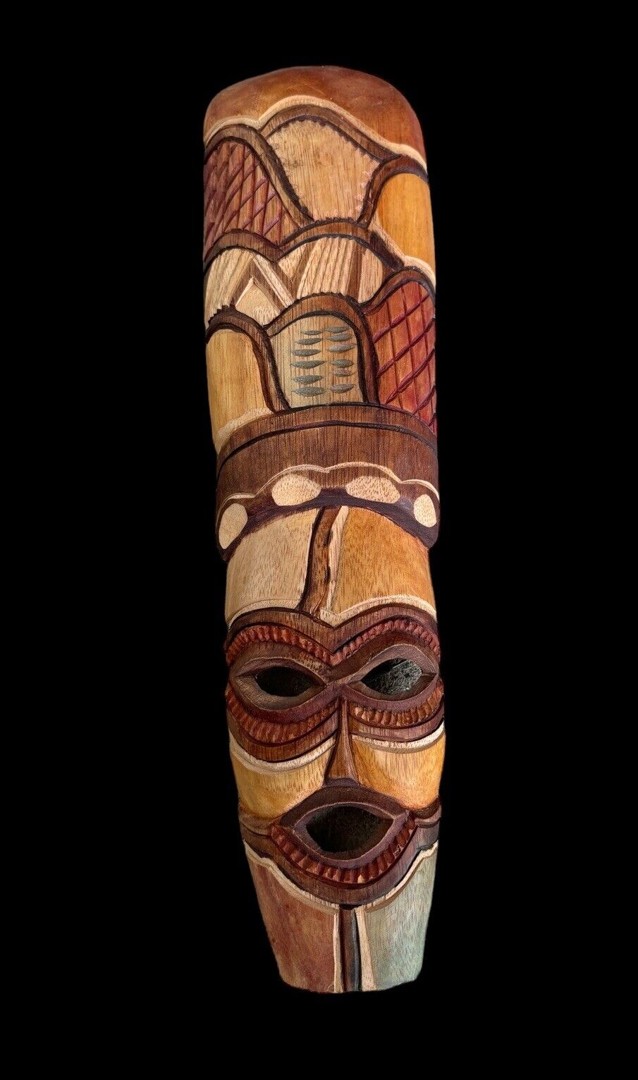 Vintage Carved Wood Tribal Mask 12”