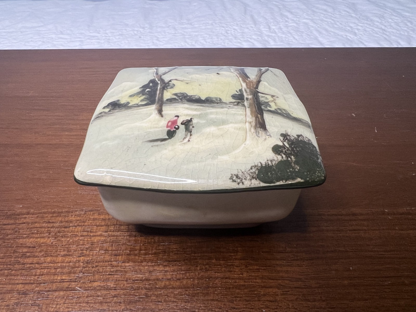 VERY RARE Antique Royal Doulton Trinket Box w/ Lid Seriesware Series Ware - 1909