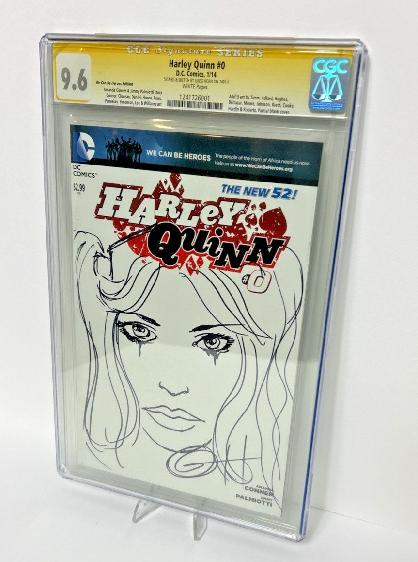D.C. Comics Harley Quinn #0 Signed and Sketched by Greg Horn White Pages CGC 9.6