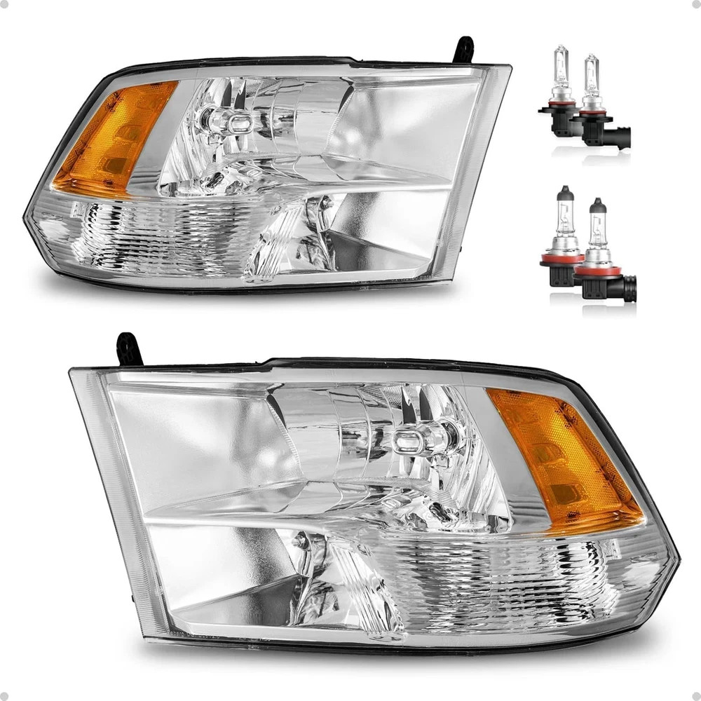 Headlights W/Bulbs for 2009-2018 Dodge Ram 1500/2010-2018 Dodge Ram 2500 3500 Qu