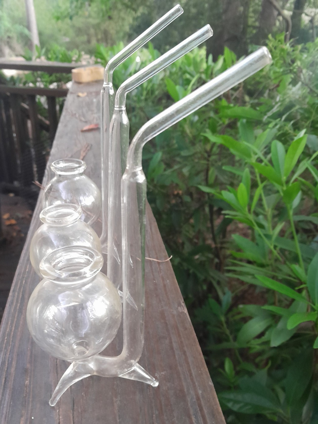 Vintage Footed Clear Glass Cognac Brandy Sipper Pipes Set of 3