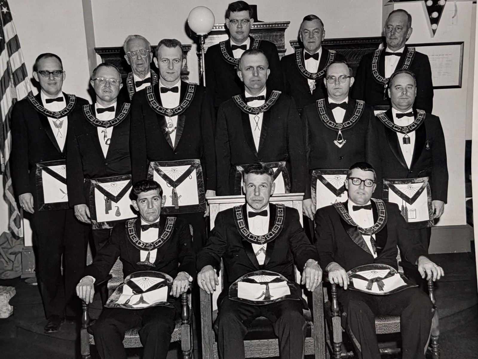Vintage 1969 Masonic Lodge Group Portrait Photo Sanford Maine Freemason Creteau