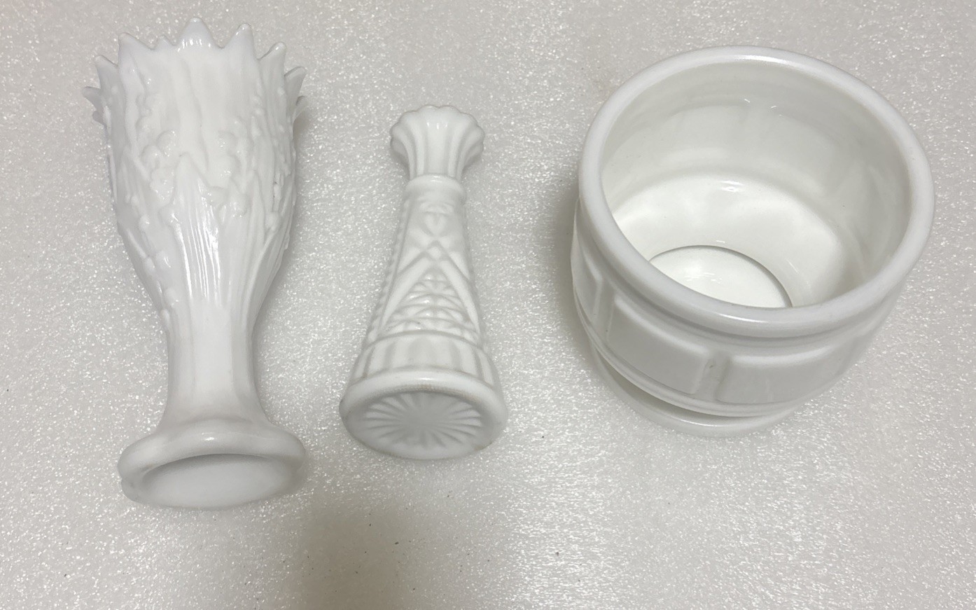 Vintage Milk Glass Stars & Bars Vase Randall Pedestal Planter Westmorland Lily