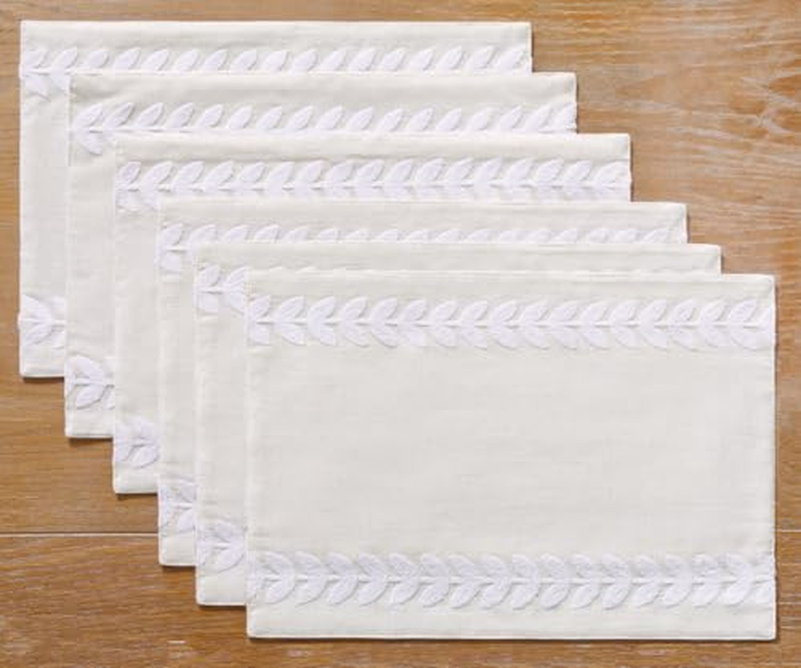 Wracra Embroidered Place Mats, White Rustic Placemats Set of 5 White/Cream Wracra Embroidered Place Mats, White Rustic Placemats Set of 5 White/Cream