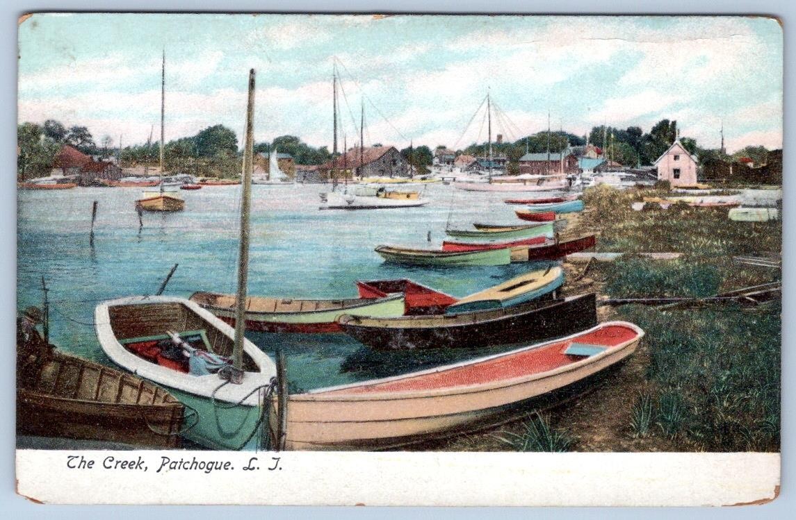 Pre-1907 THE CREEK PATCHOGUE LONG ISLAND NEW YORK ANTIQUE POSTCARD