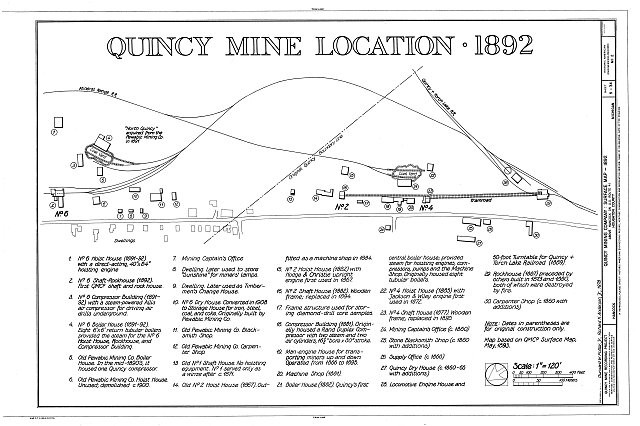 Quincy Mine Location 1892 Hancock Michigan Mining Company Map Engineering
